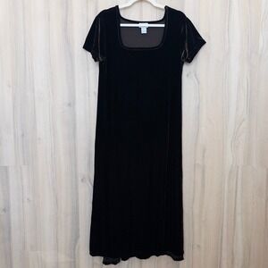 VTG Cassini Womens Velvet Midi Dress Size L Brown Whimsigoth 90s Retro Classic